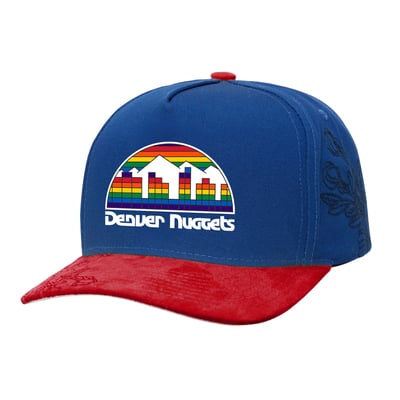  Denver Nuggets Mitchell & Ness May Flowers Adjustable Hat - Blue/Red